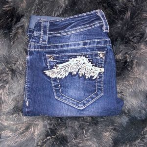 Miss Me Angel Pocket Jeans: size 25, dark blue